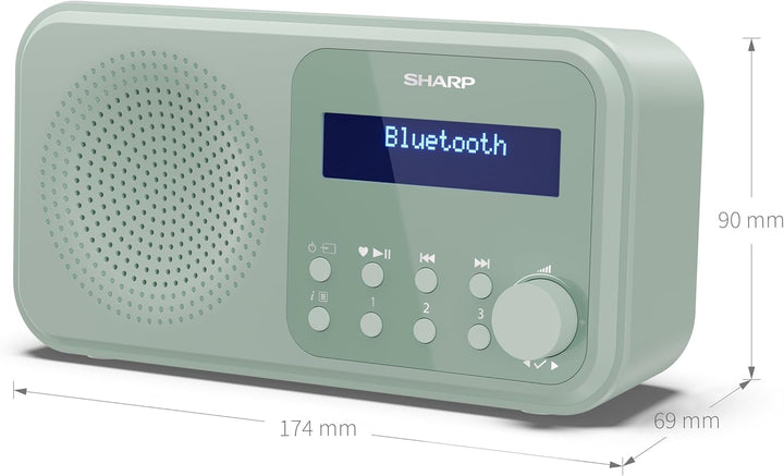 SHARP DR-P420 Portables Digitalradio (DAB/DAB+/FM mit RDS, USB, Bluetooth 5.3, 3,5mm Klinke Wecker-F