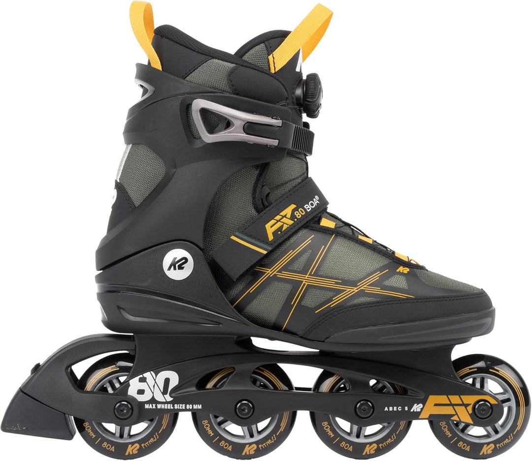 K2 Skate Herren F.i.t. 80 Boa Inline Skates EU: 44.5 (UK: 10 / US: 11) grey - mustard, EU: 44.5 (UK: