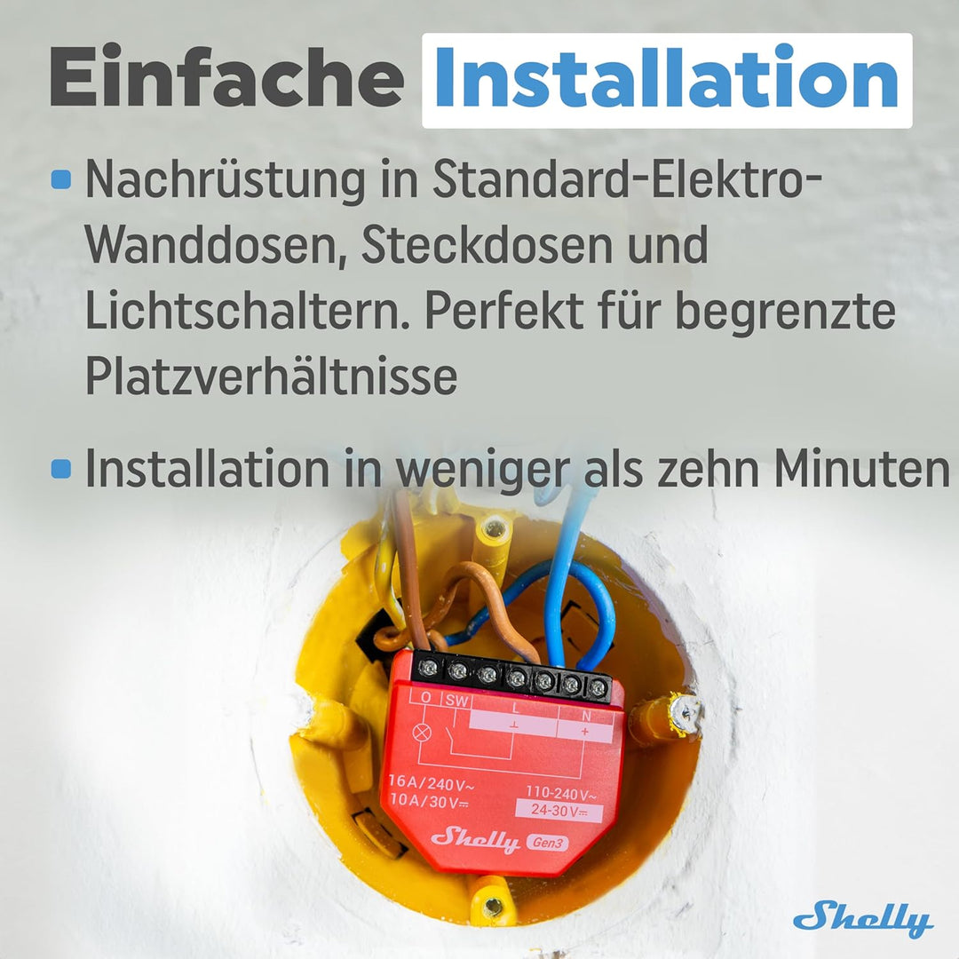 Shelly 1PM Gen3-2 Pack | WLAN Relais-Schalter mit Strommessung - 16A | Lichtsteuerung | Alexa Google