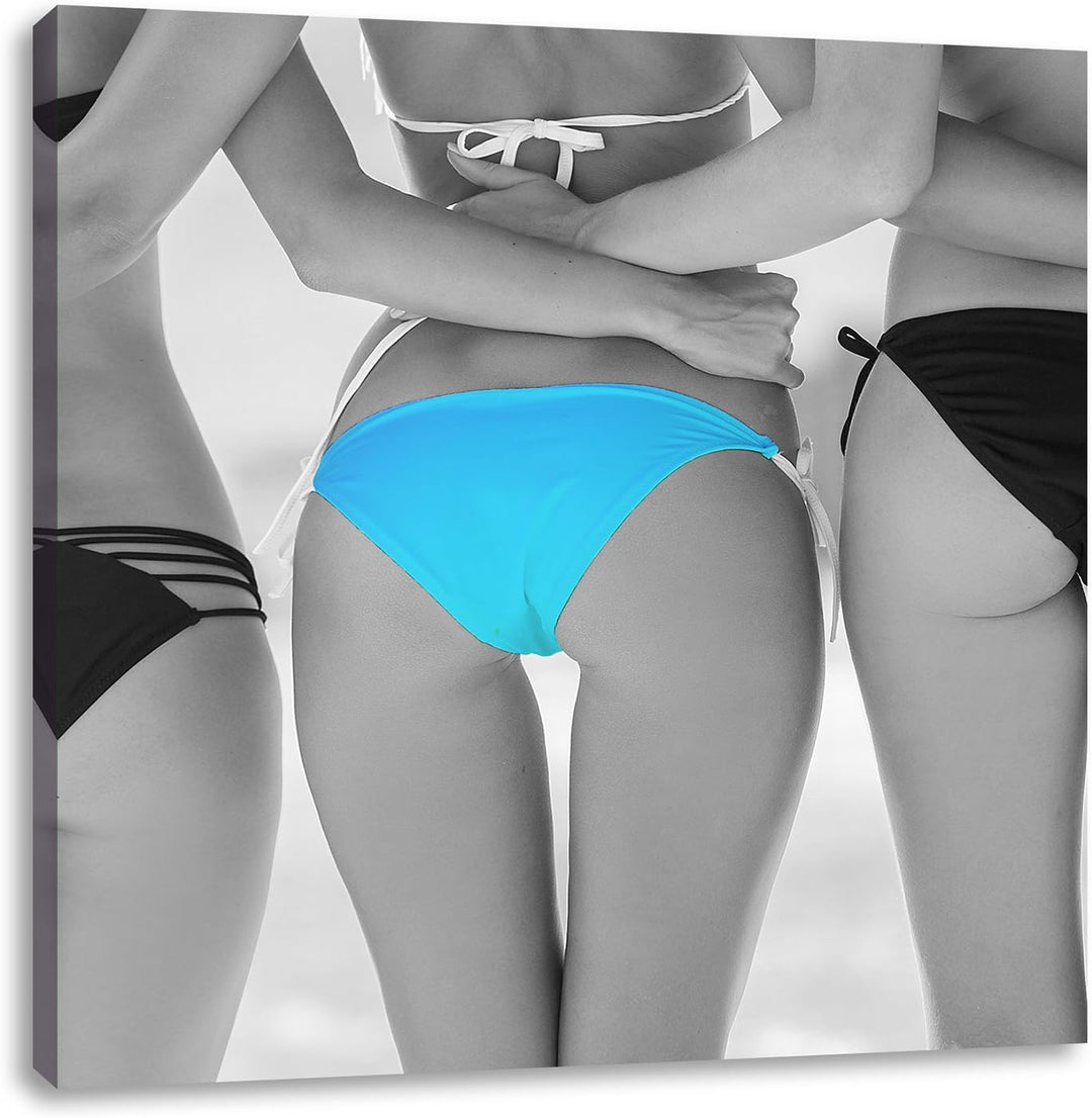 Pixxprint Frauenhintern in Bikinihose als Leinwandbild/Grösse: 70x70 cm/Wandbild/Kunstdruck/fertig b