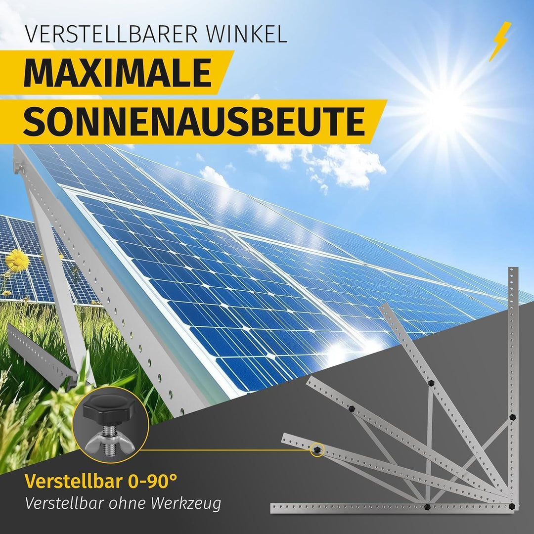 Balkonkraftwerk Halterung im 2er Set (bis 114cm) I Halterung für 2 Solarpanel-Module I Verstellbar v