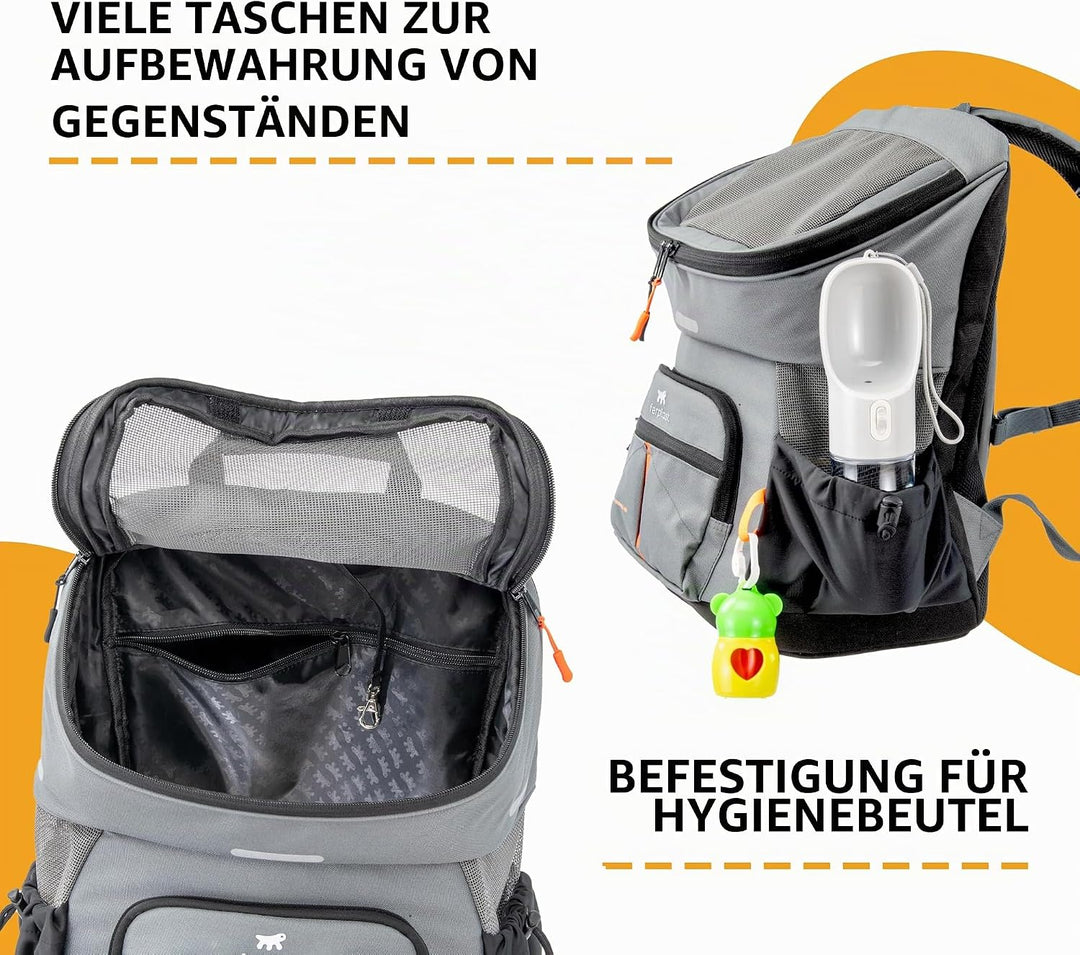 Ferplast Hunderucksack Voyager Backpack, Katzenrucksack, Hundetasche, Hundebox, Weite Öffnung, verst