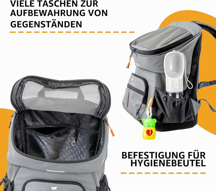 Ferplast Hunderucksack Voyager Backpack, Katzenrucksack, Hundetasche, Hundebox, Weite Öffnung, verst