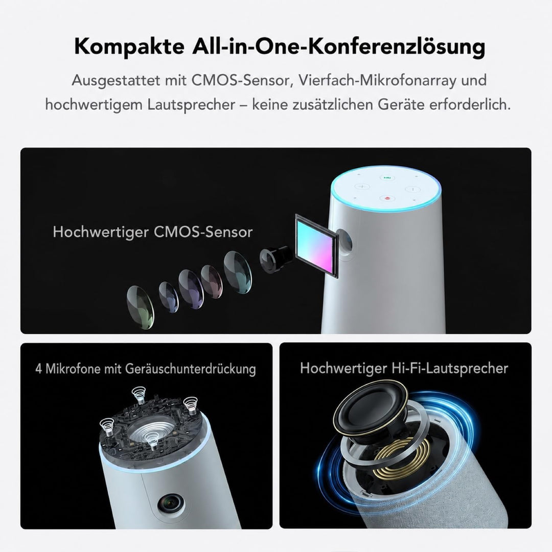 Nuroum C20 1080P Webcam für Videokonferenz, Rauschunterdrückung/100° Weitwinkel/4m Tonaufnahme, Kame