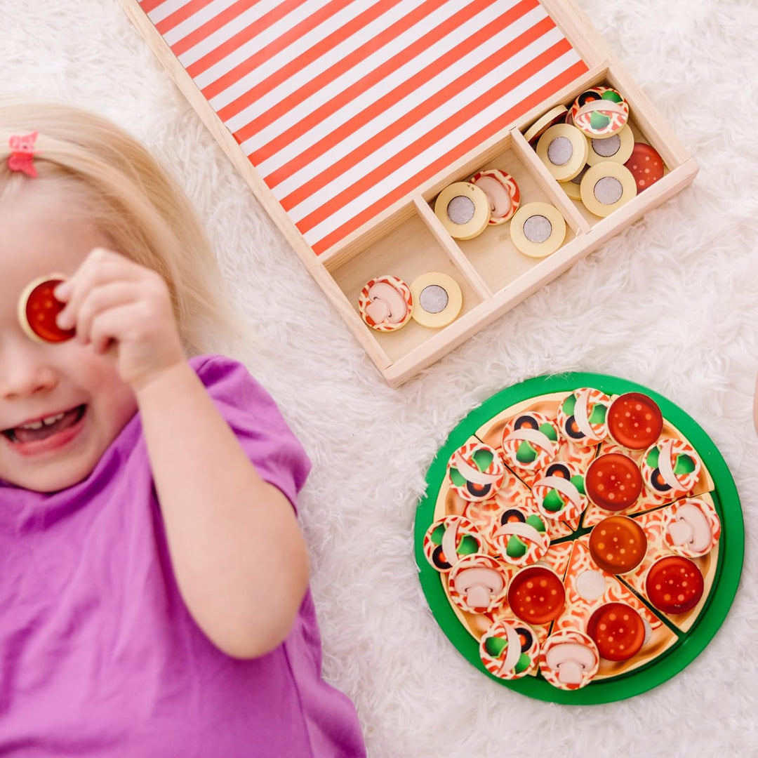 Melissa and Doug Pizza Set | Pizza Holz Kinder | Pizza Spielzeug Lebensmittel Kinderküche Zubehör Ho