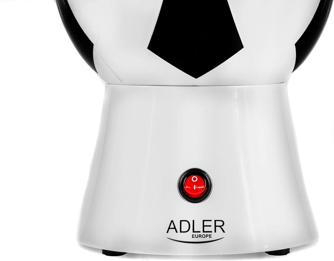 ADLER AD4479 AD 4479 Popcornmaschine aus Mais, Heissluft ohne Öl, Fussballform, elektrisch, 1200 W,