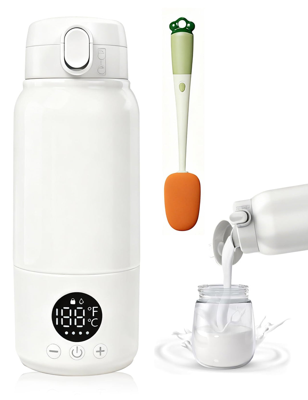 Tragbarer Flaschenwärmer, 500ml Flaschenwärmer Baby Unterwegs Präzise Temperaturkontrolle 37 Bis 55