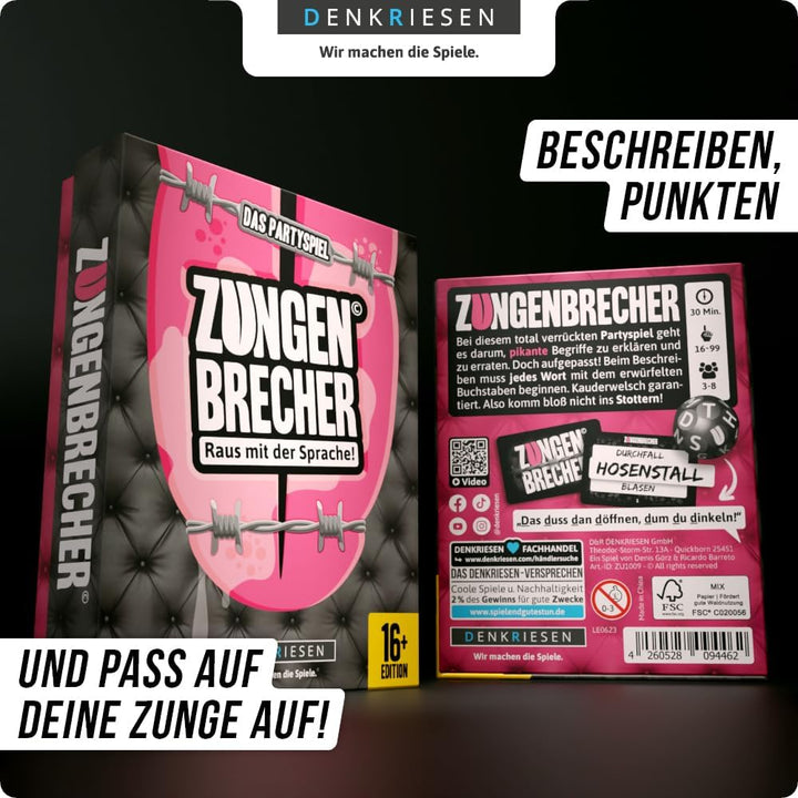 DENKRIESEN - Zungenbrecher© – Raus mit der Sprache! | Partyspiel | Ab 16 Jahren | 3-8 Spieler | Lust