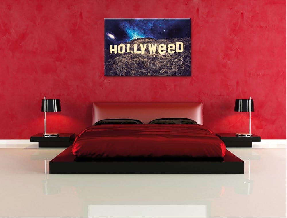 Pixxprint Hollyweed Format: 100x70auf Leinwand, XXL riesige Bilder fertig gerahmt mit Keilrahmen, Ku