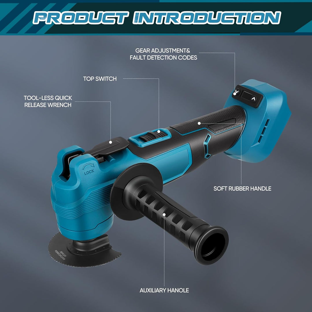 Akku Multifunktionswerkzeug, Multitool mit 6 Einstellbaren Geschwindigkeiten und bürstenlosem Motor,