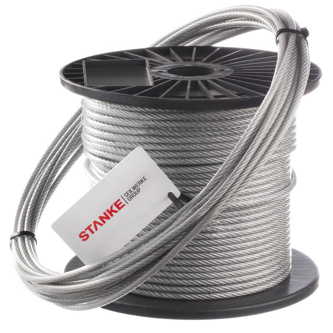 Seilwerk STANKE Wäscheleine PVC Drahtseil 4mm 6x7 verzinkt, Stahlseil ummantelt Seil Draht, 50m 03.
