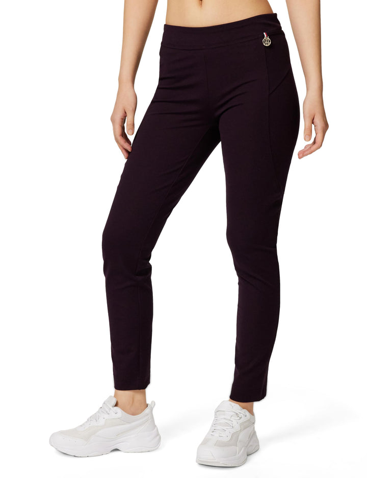 Tommy Hilfiger Damen Curvd Seam Ponte PNT Hose S Dunkles Aubergine, S Dunkles Aubergine