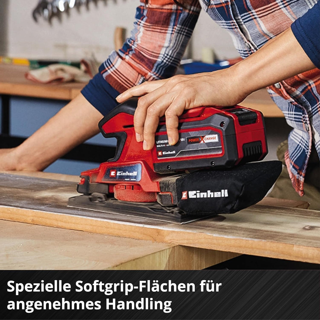 Einhell Akku-Schwingschleifer TC-OS 18/187 Li Solo Power X-Change (Lithium-Ionen, Micro-Klett, Griff