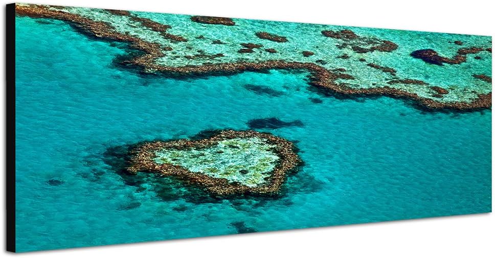 Paul Sinus Art Panoramabild auf Leinwand und Keilrahmen 150x50cm Australien Great Barrier Reef Herzf