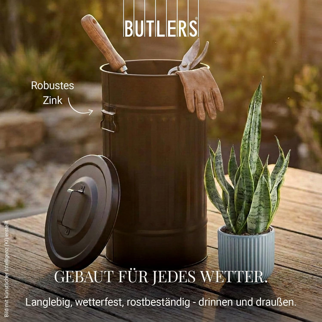 BUTLERS Retro Mülltonne Oskar 40l Mülleimer mit Deckel und Tragegriffen | Küche Abfalleimer ideal al