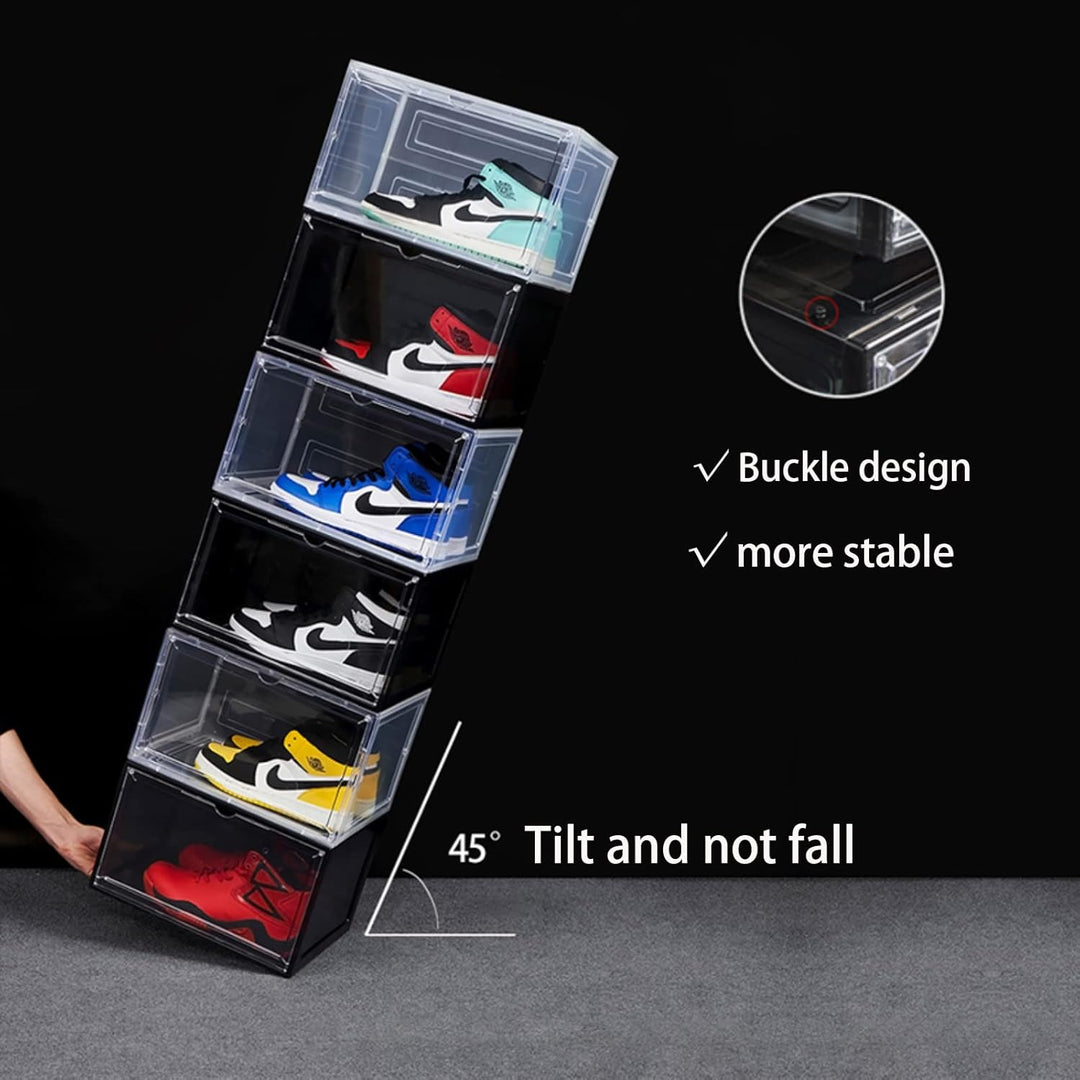 Schuhbox, Transparent Stapelbare Schuhbox, Faltbare Transparente Aufbewahrung für Schuhe, Kunststoff