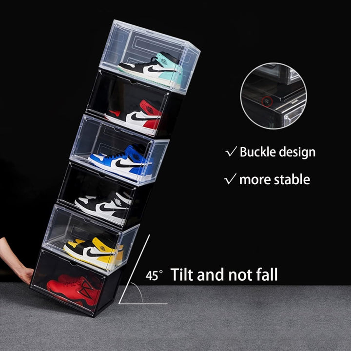 Schuhbox, Transparent Stapelbare Schuhbox, Faltbare Transparente Aufbewahrung für Schuhe, Kunststoff
