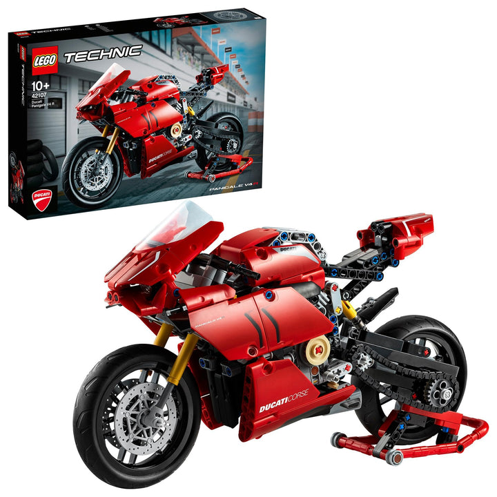 LEGO 42107 Technic Ducati Panigale V4 R Motorrad, Supermotorrad-Schaustück für Sammler, Set für Kind