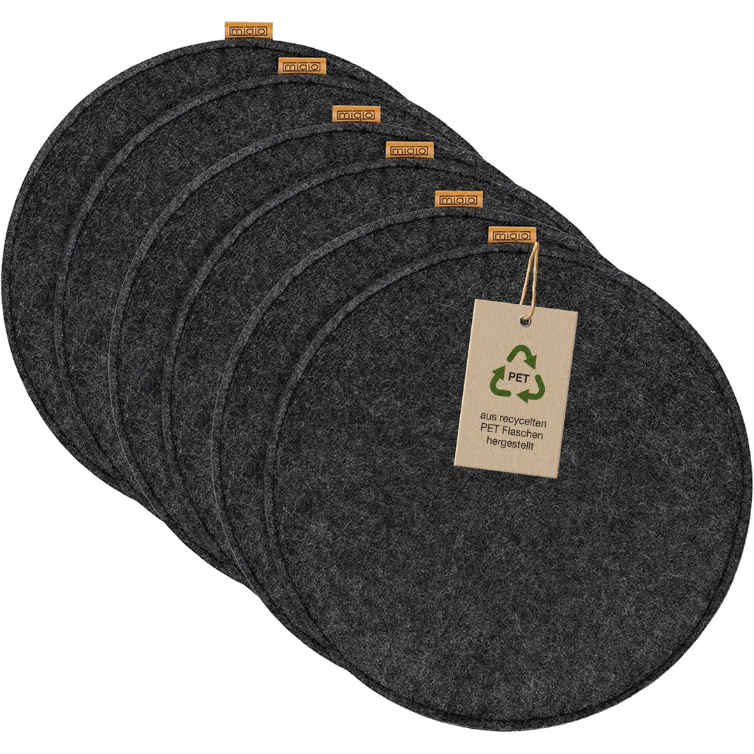 Miqio Design Filz Sitzkissen Rund mit Antirutschnoppen | 35cm | 6er-Set | Indoor und Outdoor | Nachh