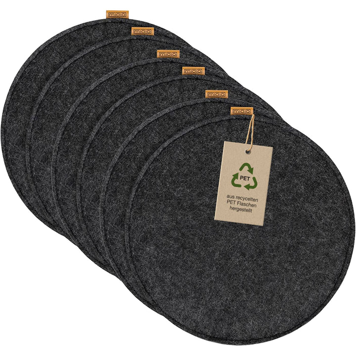 Miqio Design Filz Sitzkissen Rund mit Antirutschnoppen | 35cm | 6er-Set | Indoor und Outdoor | Nachh