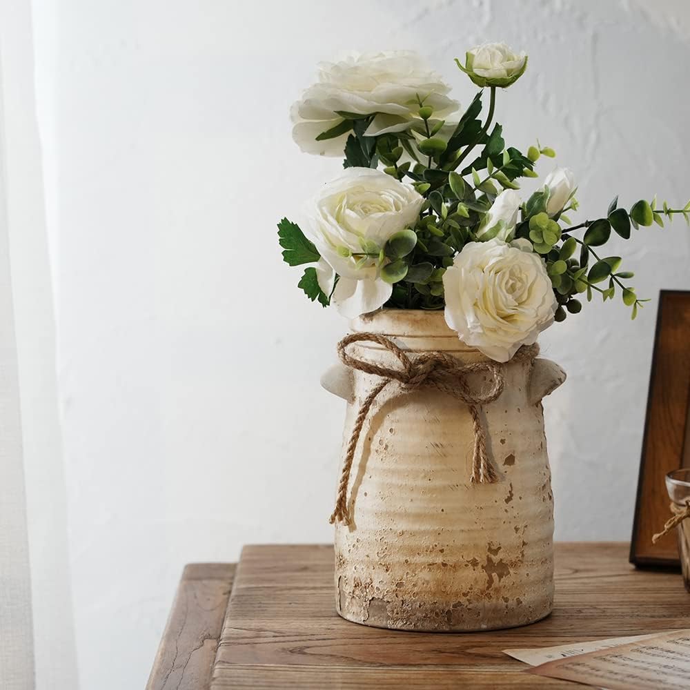 Dekorative Blumenvase aus Keramik, 20,3 cm, rustikale Keramik, dekorative Blumenvase für Heimdekorat
