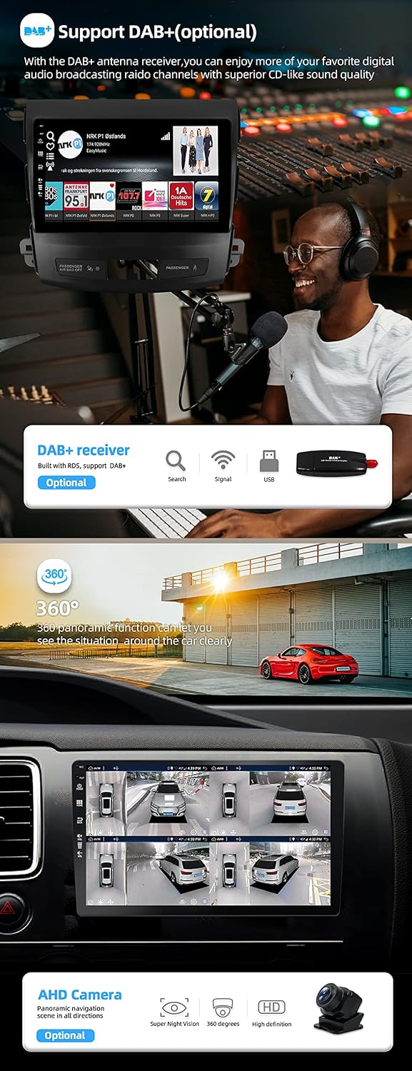 JOYX Android 12 Autoradio Passt für Mitsubishi Outlander (2008-2015) - [4G+64G] - Eingebaut DSP/Carp