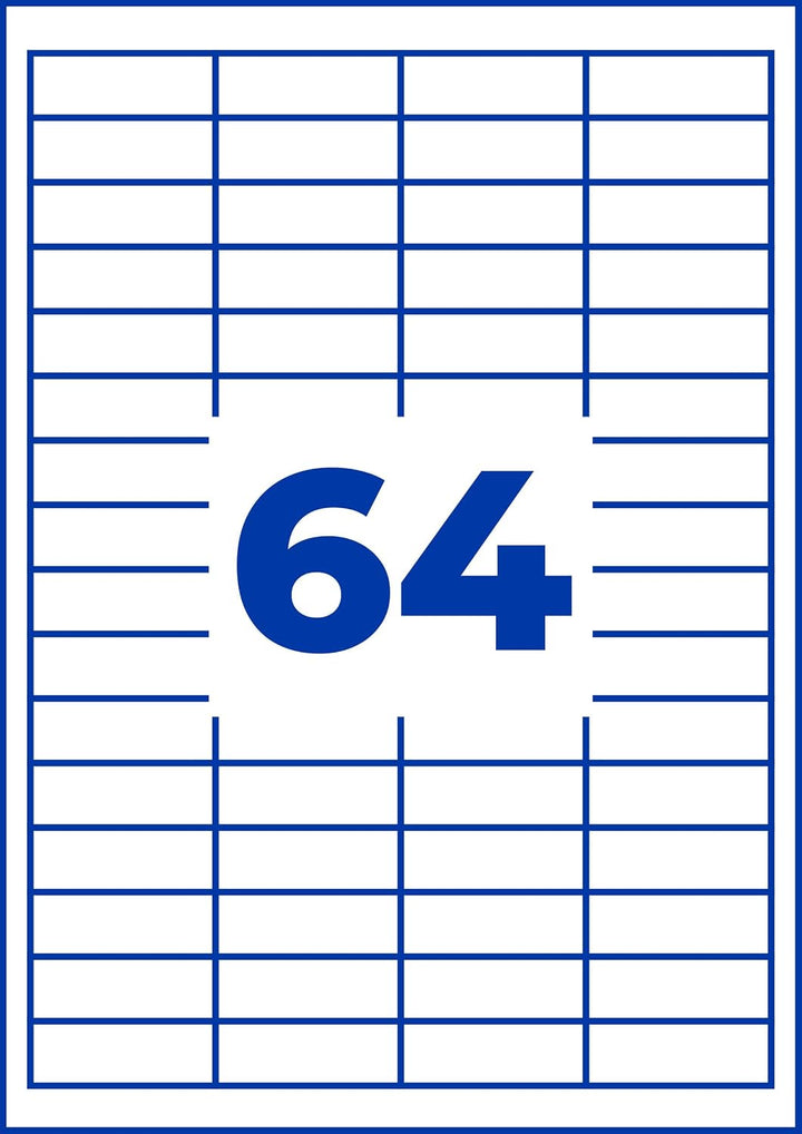 AVERY Zweckform 3667 Universal Etiketten (6.400 Klebeetiketten, 48,5x16,9mm auf A4, Papier matt, ind