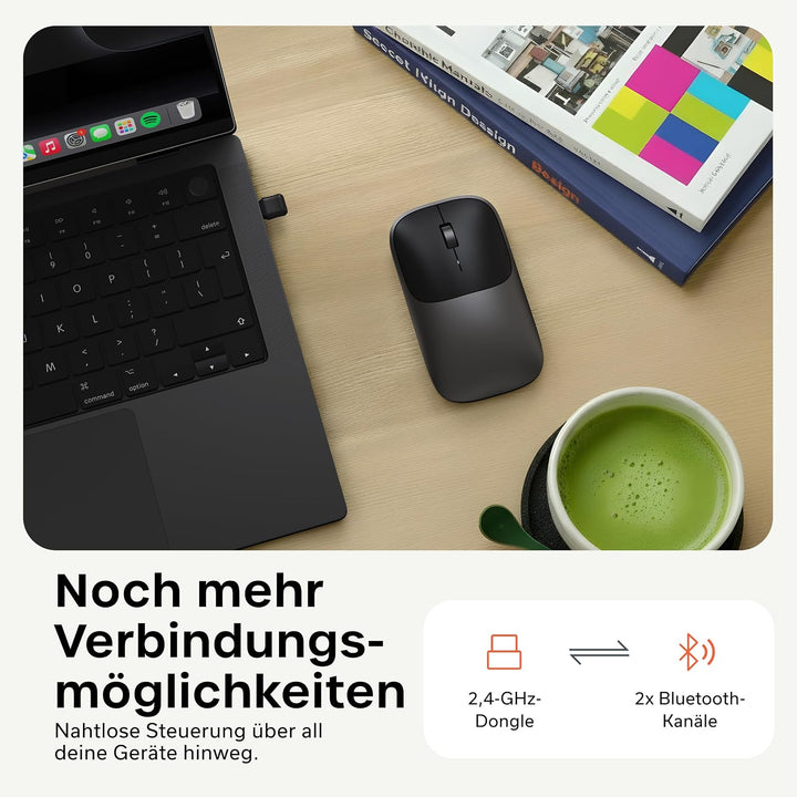 SATECHI Slim EX Kabellose Computermaus, Multi Device Bluetooth & 2,4-GHz für macOS, Windows, iPadOS