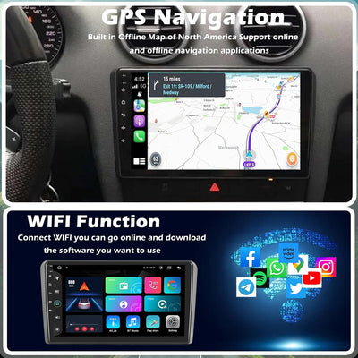 Octa Core Android 12 Autoradio Kompatibel mit Audi A3 S3 RS3 mit Carautoplay Android Auto GPS Naviga