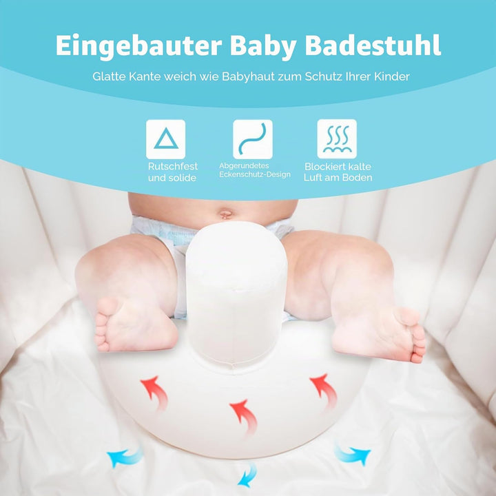 Aufblasbare Babybadewanne XL - Tragbare Kleinkindwanne für Dusche, reisefreundlich, leicht zu entlee