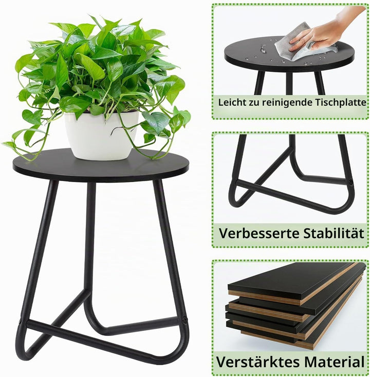 HDANI 35cm Rund Pflanzenständer,Blumenständer,Pflanzenregal aus Holz und Metall,Modernes Regal für Z