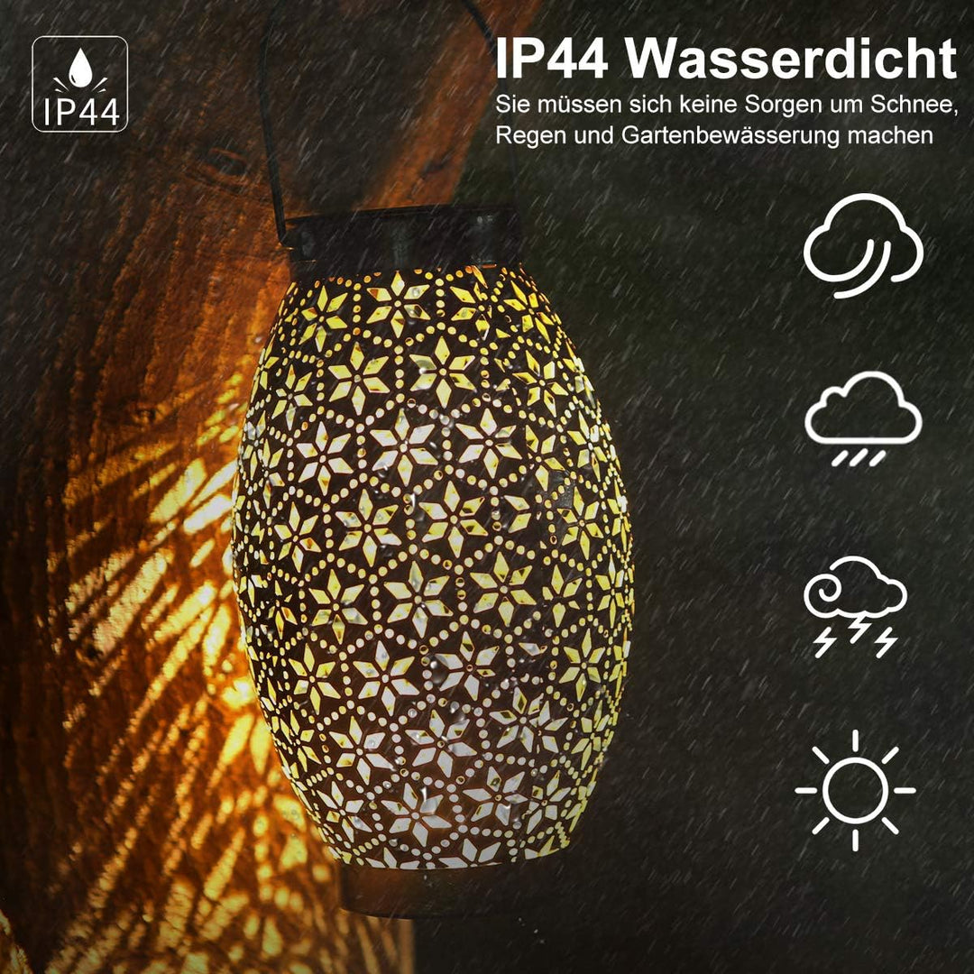 Görvitor Solarlaternen für Aussen 2 Stück, LED Metall Solar Laterne für Draussen IP65 Wasserdicht,