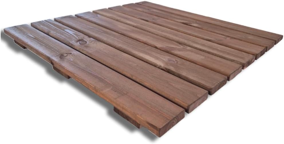 Rutschfeste Duschmatte aus Holz, 78 x 78 cm, 4,4 cm dick, braun 78x78 cm, 78x78 cm