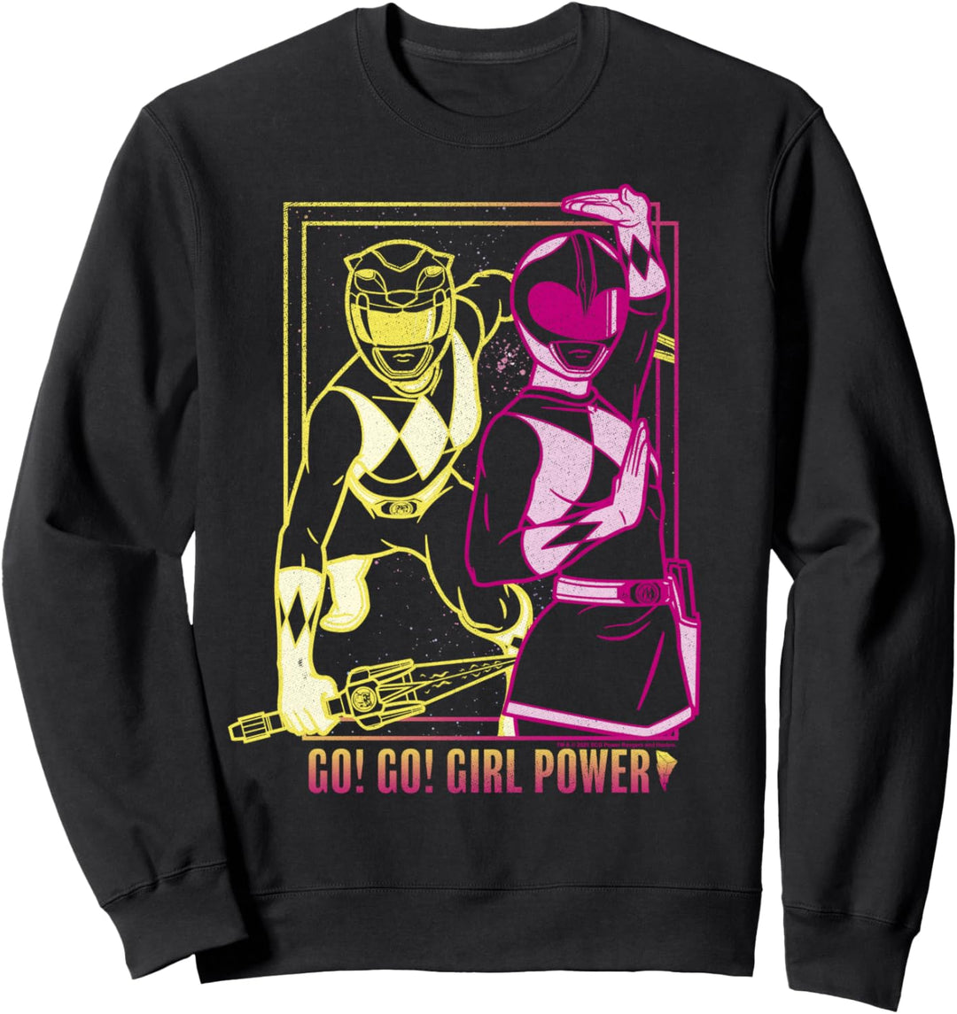 Power Rangers Go Go Girl Power Pink & Yellow Ranger Art Sweatshirt