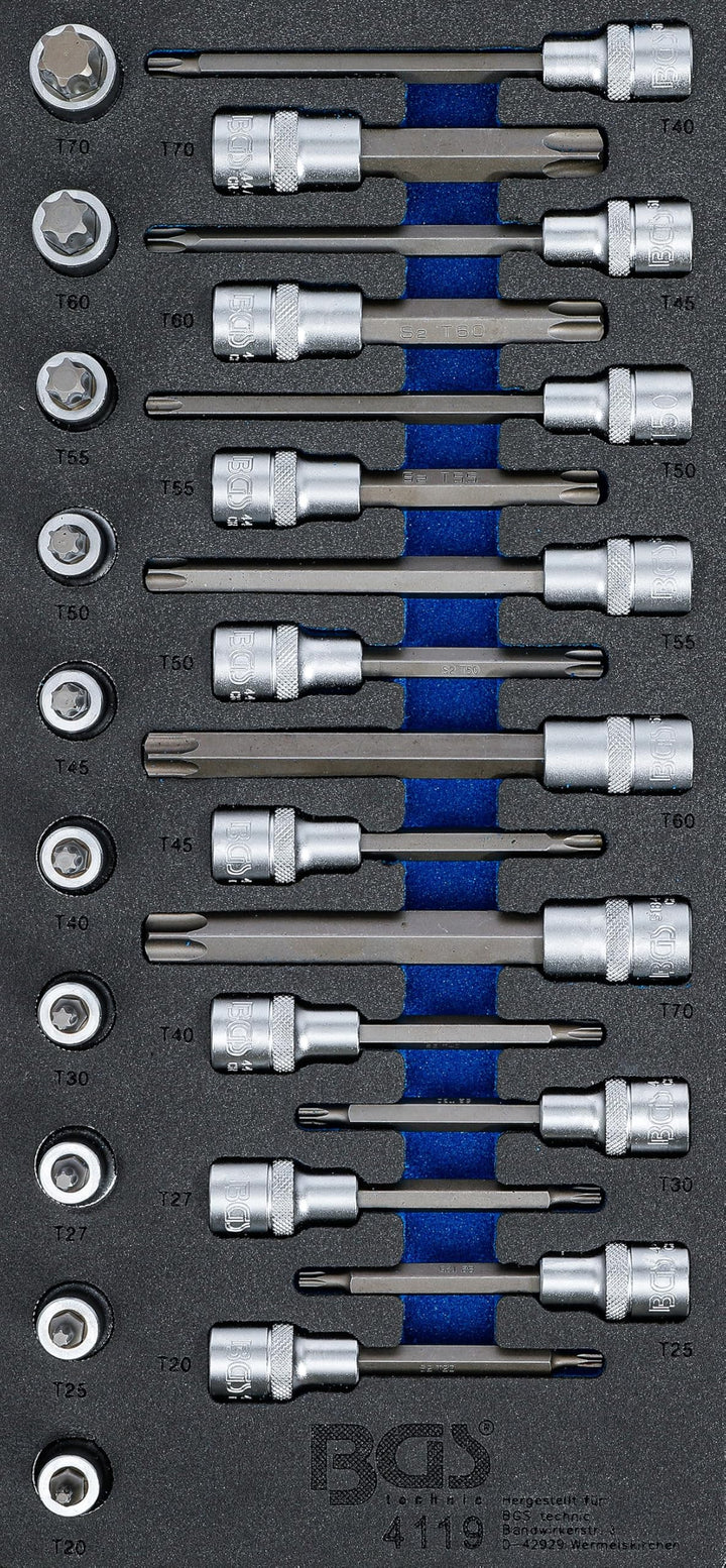 BGS 4119 | Werkstattwageneinlage 1/3: Bit-Einsatz-Satz | Antrieb Innenvierkant 12,5 mm (1/2") | T-Pr