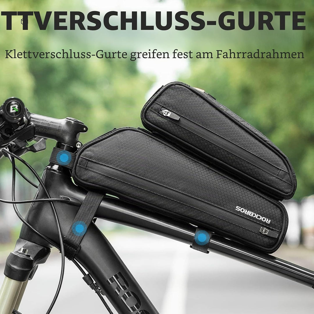 ROCKBROS Fahrradtasche Set, Fahrrad Lenkertasche + Rahmentasche, 2 in 1 Abnehmbare Dreiecktasche für