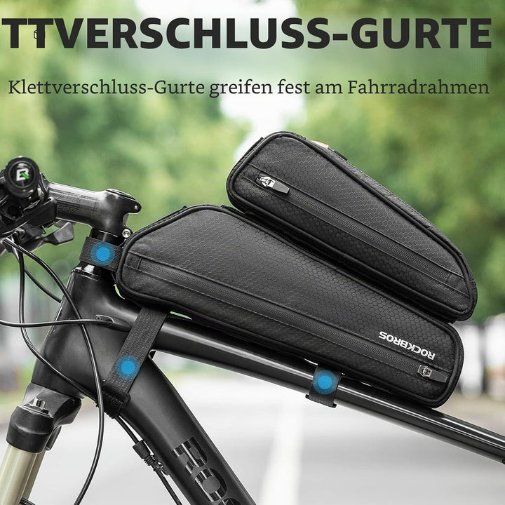 ROCKBROS Fahrradtasche Set, Fahrrad Lenkertasche + Rahmentasche, 2 in 1 Abnehmbare Dreiecktasche für