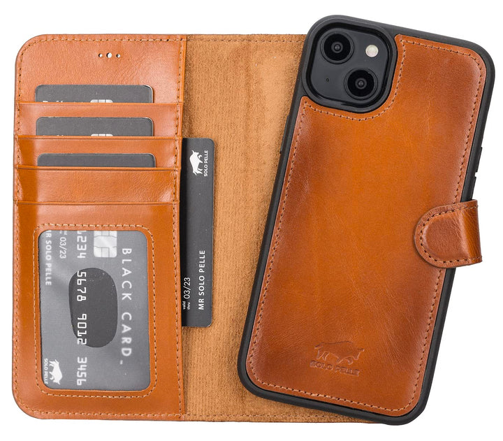 Solo Pelle Lederhülle kompatibel für iPhone 14 Plus in 6.7 Zoll abnehmbare Hülle (2in1) inkl. Karten