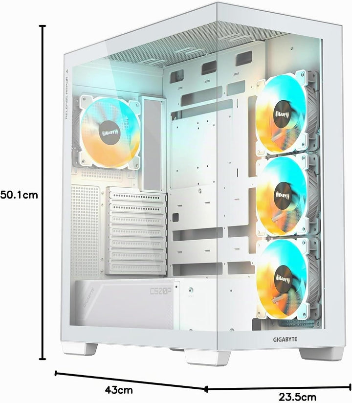 Gigabyte C500 Panoramic Stealth ATX Mid Tower gehärtetes Glas RGB Fusion PC-Gehäuse - Schwarz - GB-C
