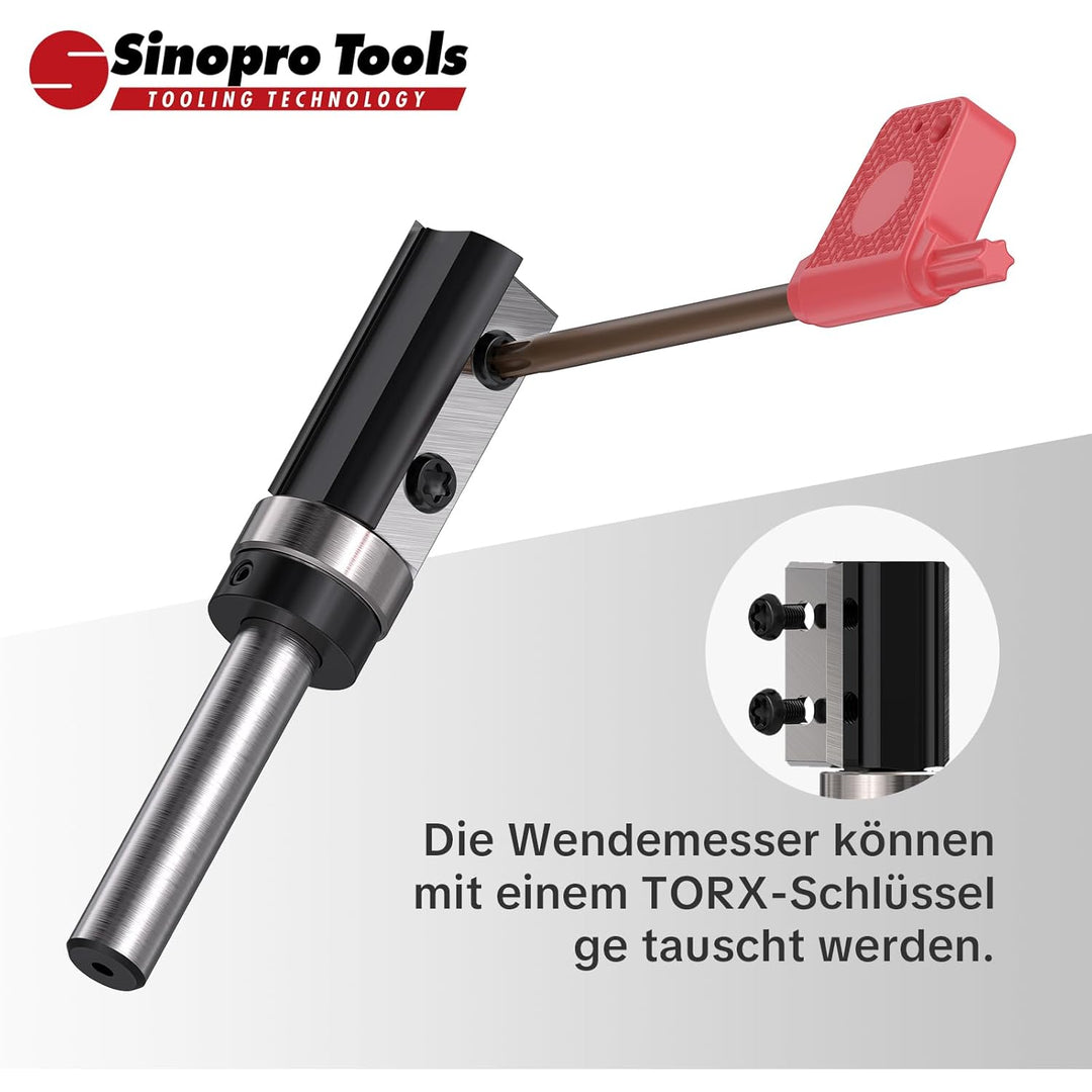 Sinoprotools Wendeplatten Bündigfräser HW – 8 mm Schaft, 16 mm Schneidendurchmesser, 30 mm Schneiden
