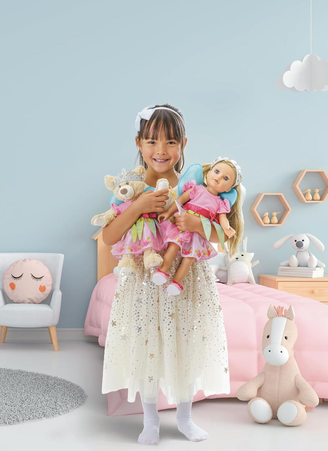 Heless 2430 - Puppenkleidung im Design Prinzessin Lillifee, Kleid mit pinker Schleife für Puppen und