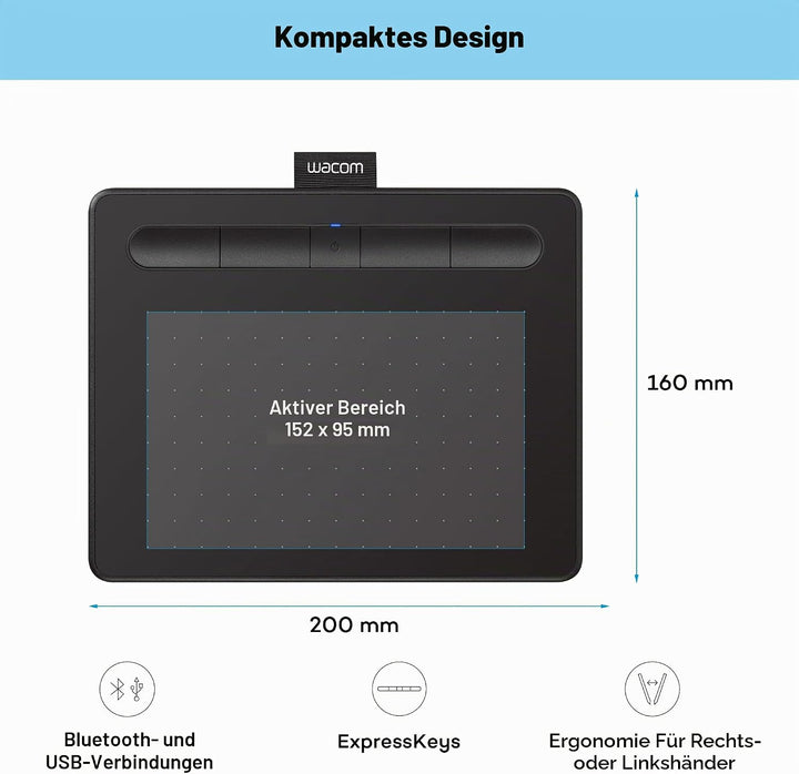 Wacom CTL-4100WLK-S Grafiktabletts, schwarz Schwarz S Tablet mit Bluetooth, Schwarz S Tablet mit Blu