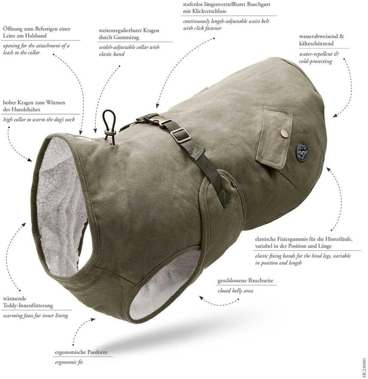 HUNTER UPPSALA TREND Hundemantel, Parker, mit Baumwolle, gefüttert, 35, khaki khaki 35, khaki 35