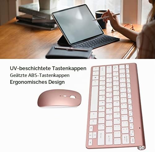 Annadue Tastatur Maus Set Kabellos, Kabellose 2,4G USB Leise Funktastatur und Maus Wireless Keyboard