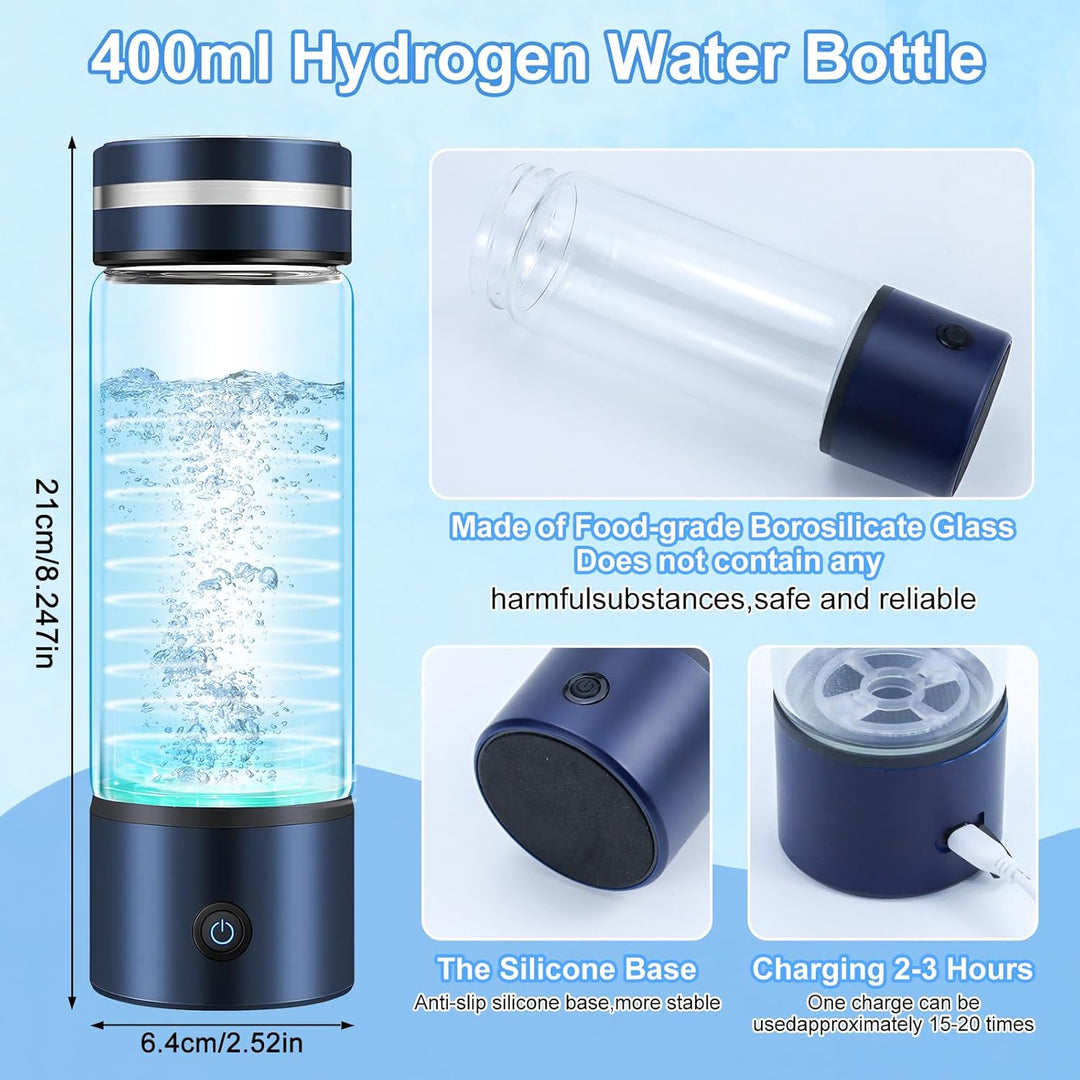 Wasserstoff-Wasserflasche,420ml Wiederaufladbarer Wasserstoff-Generator mit SPE PEM Technologie,Trag