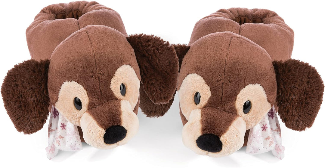 NICI 49338 Dackel Skida Grösse 34-37 (M) braun-Nachhaltige warme Kuscheltier Hausschuhe für Jungen u