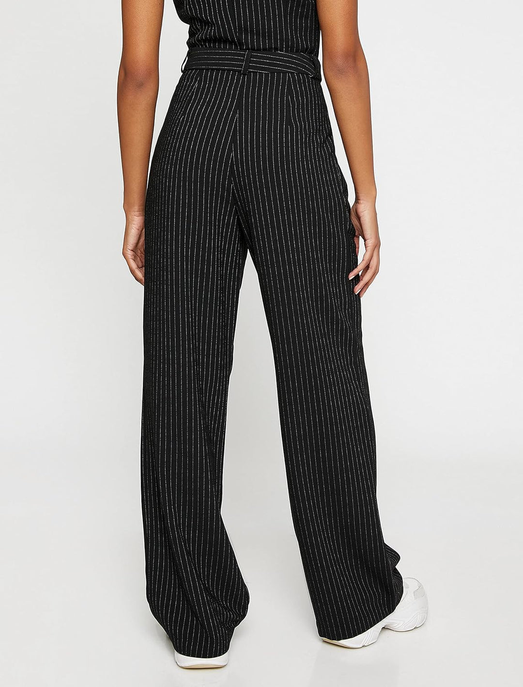 Koton Damen Palazzo Trousers Pleated High Waist Stripe Pants, 34