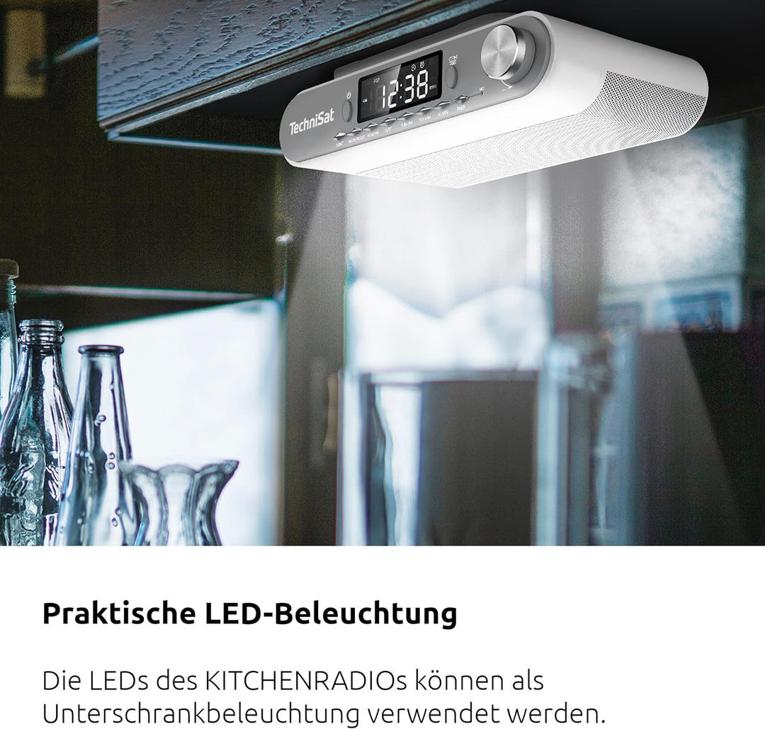 TechniSat KITCHENRADIO - Unterbau Küchenradio mit UKW/FM, LED Display, Arbeitsleuchte, Timer, Blueto