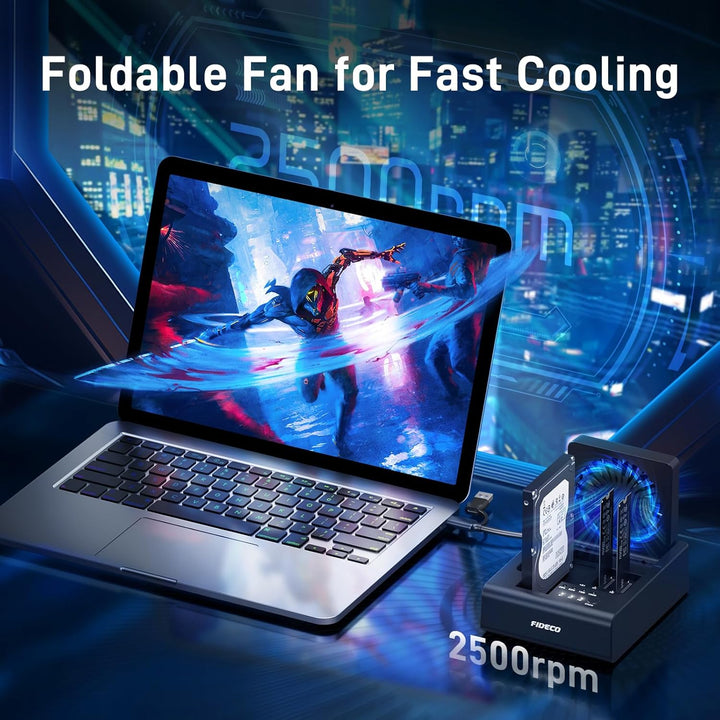 FIDECO HDD/M.2 NVMe SSD Cloner Docking Station, USB 3.2 Gen 2 (10 Gbit/s), 3-Bay Festplatten-Cloner-