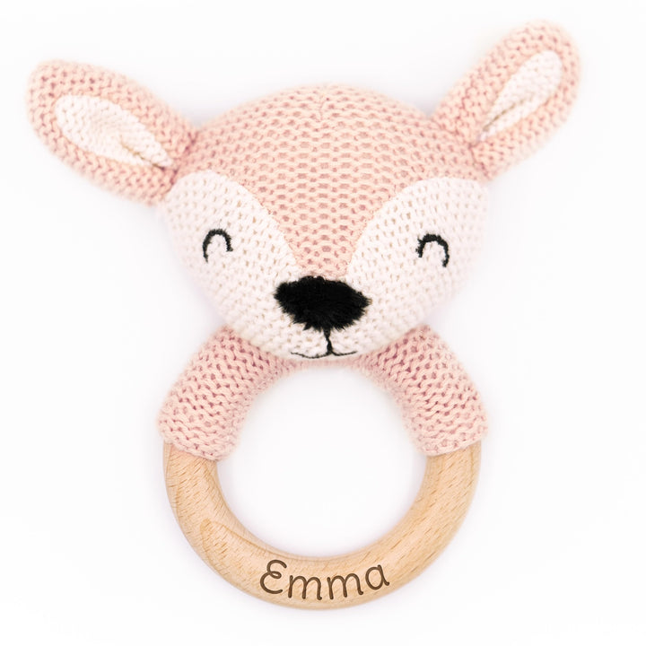 Geschenkfreude Personalisierter Beissring für Baby aus Holz - Greifling personalisiert mit Name - ni